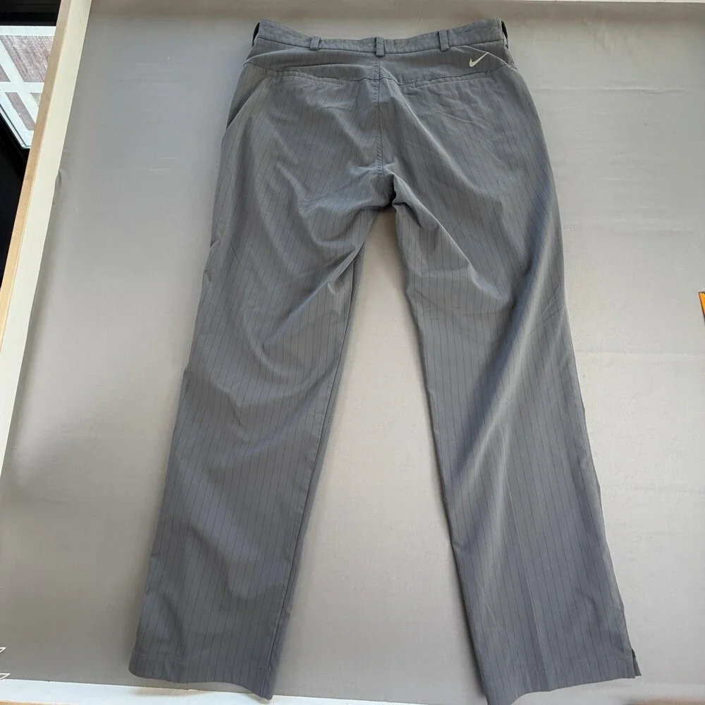 Nike Golf Dri-FIT Pants Mens 36x32 Gray Pinstripe Performance Khakis Stretch